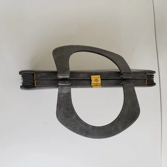 Vintage 60s Susan Gail Original accordion style top handle marble grey handbag - Picture 11 of 12